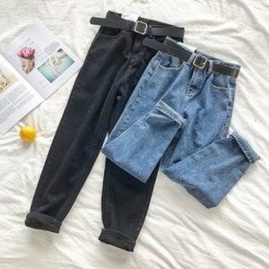 yesstyle | black straight leg jeans with black belt